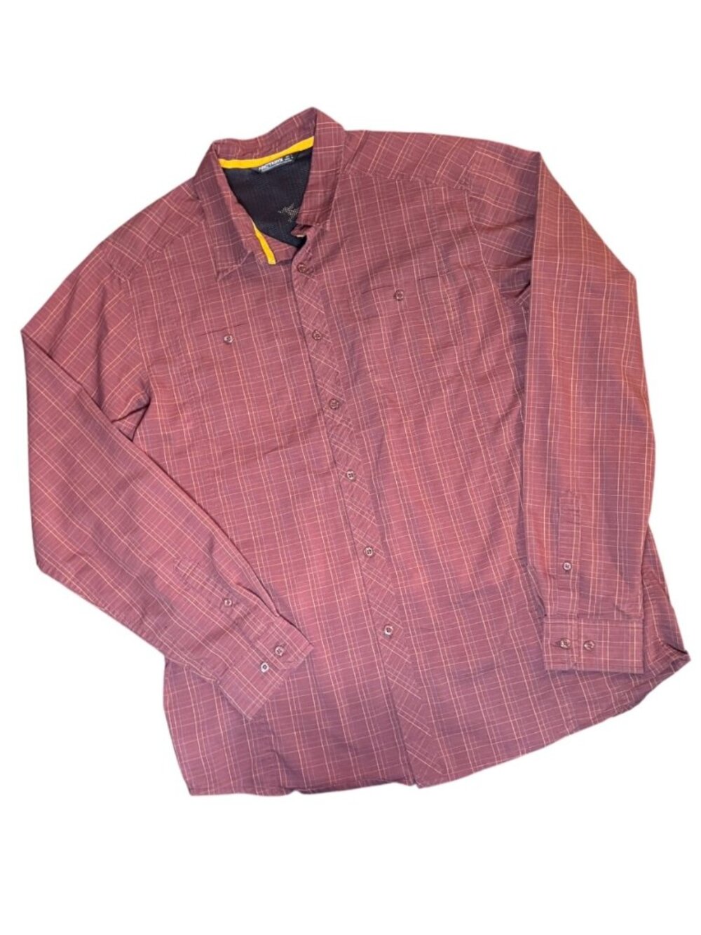 Arc'teryx Ridgeline Long Sleeve Button-Down Shirt Men's Large Rust Plaid Hiking